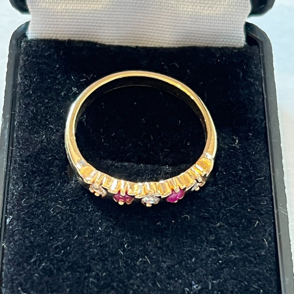 Diamond & Ruby Ring Size 10 / Simulated Gems - image 4